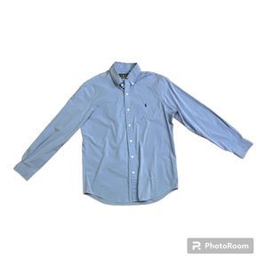 Ralph Lauren Mens Shirt Large Regular Fit Blue Long Sleeve sz 16 1/2